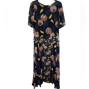 Suno Burnout Black Floral Midi Dress